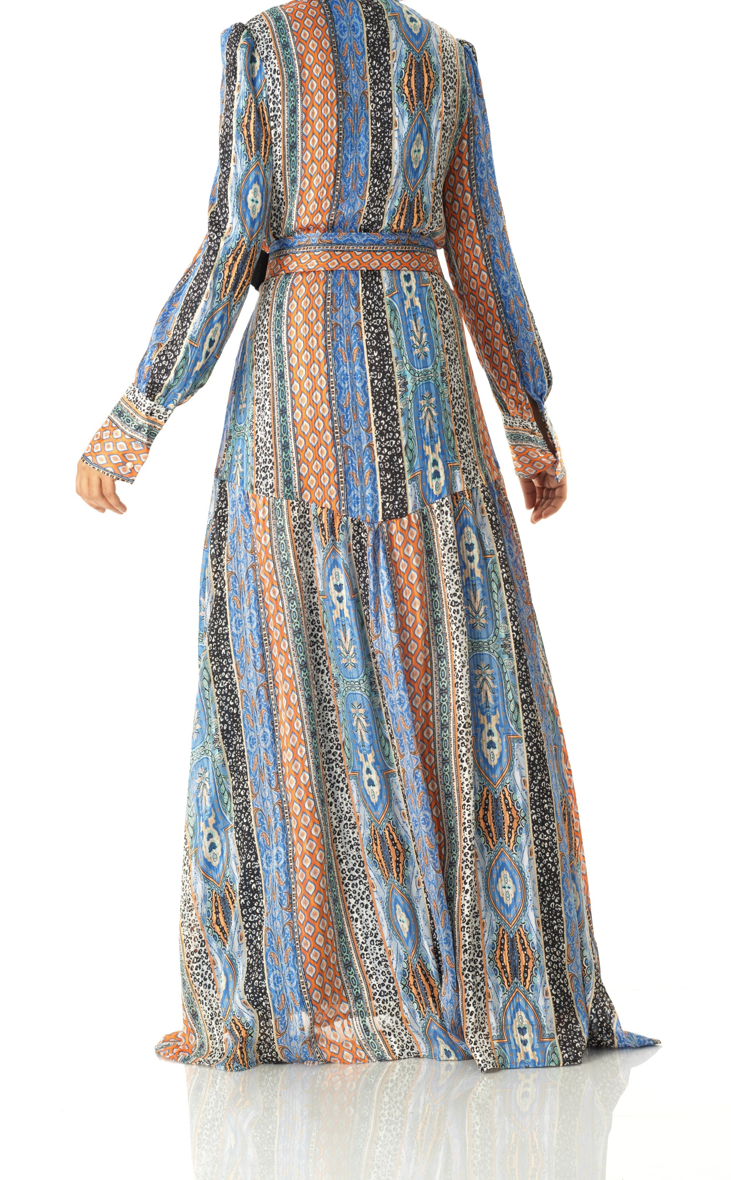 Moroccan multi hue print chiffon Kabayare