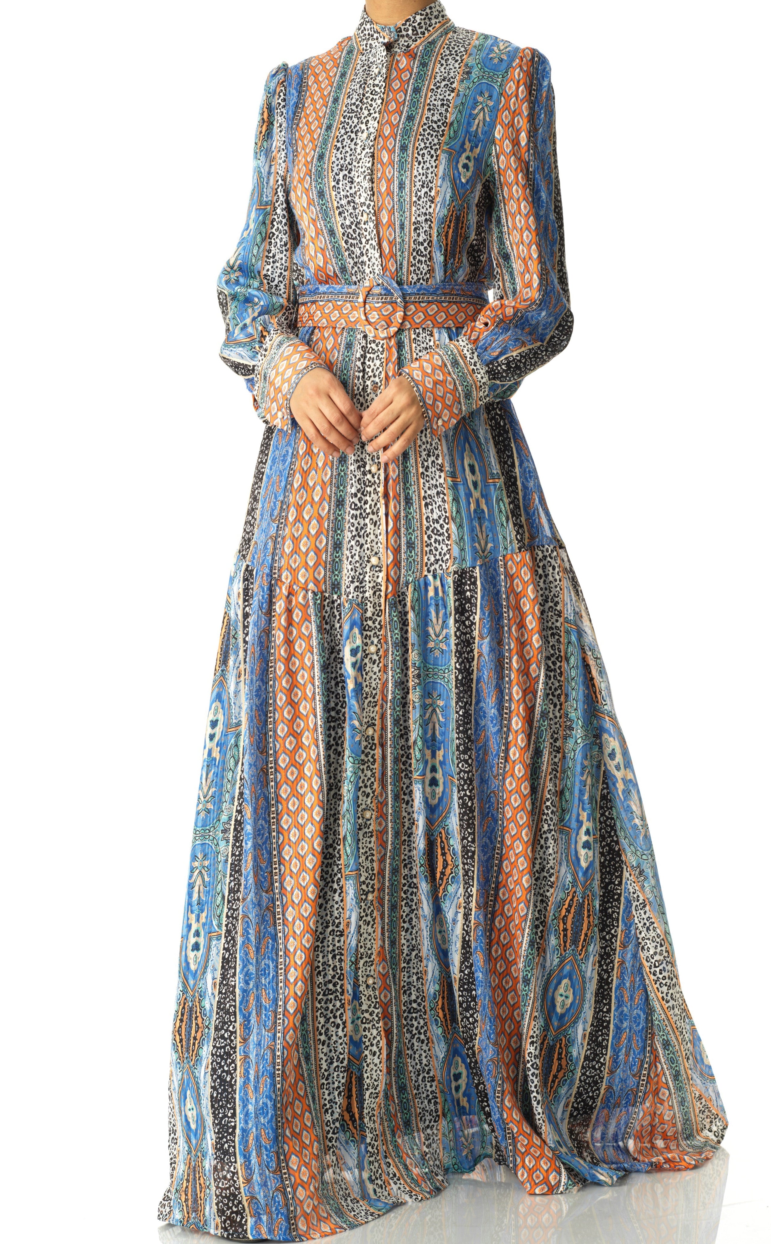 Moroccan multi hue print chiffon Kabayare