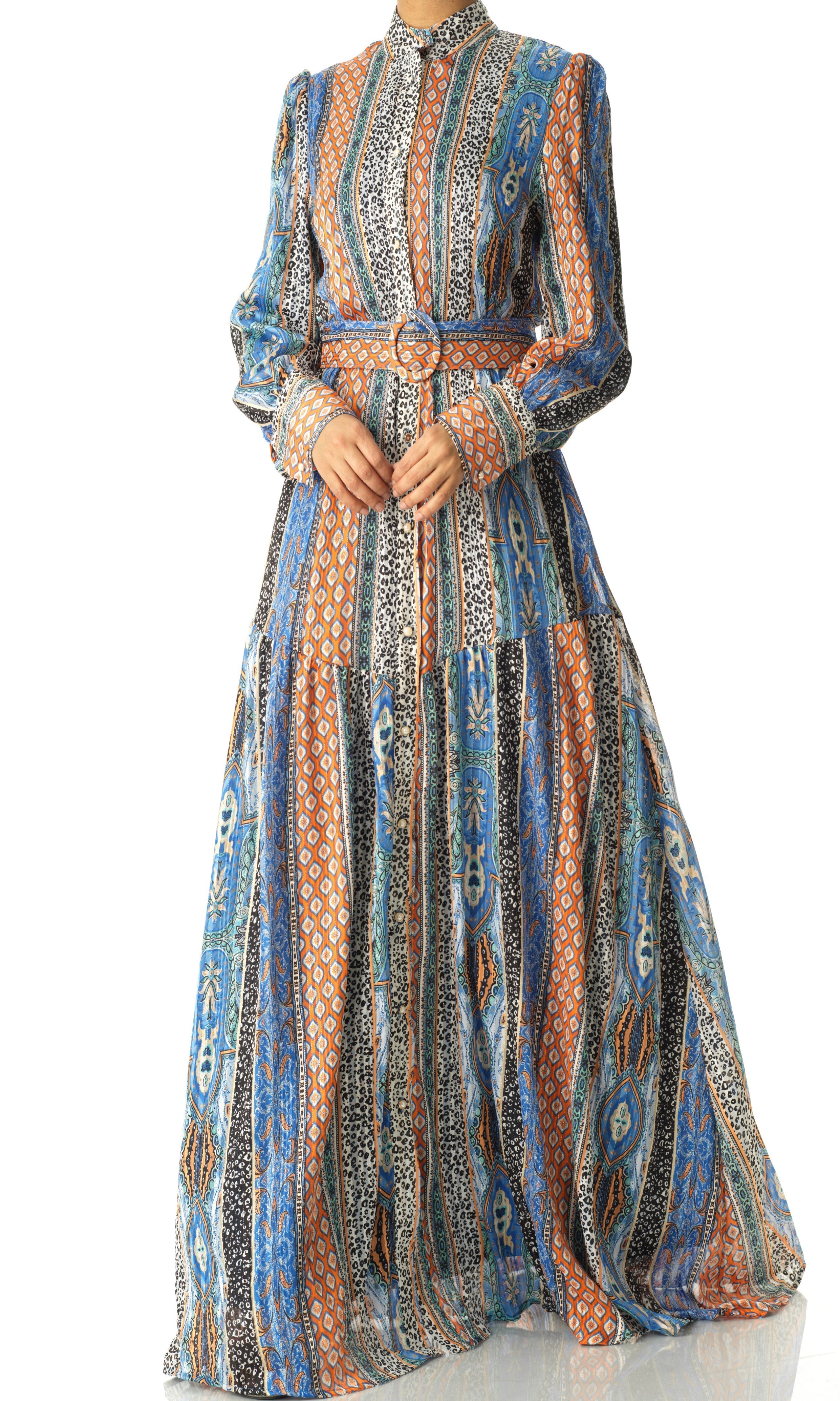 Moroccan multi hue print chiffon Kabayare