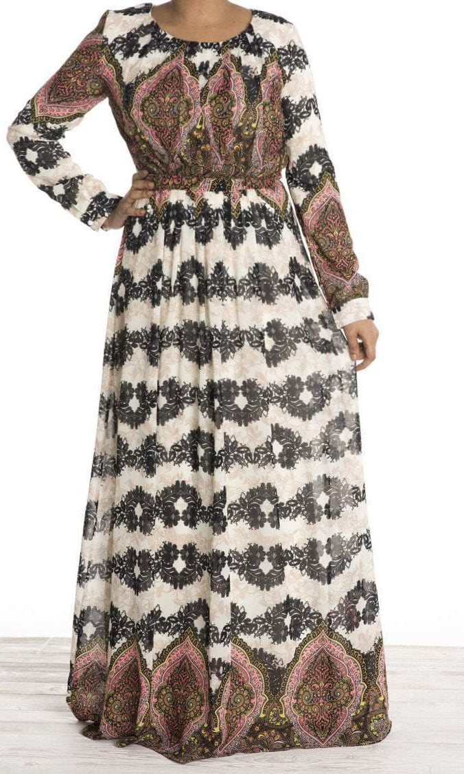 Moroccan print chiffon dress Kabayare