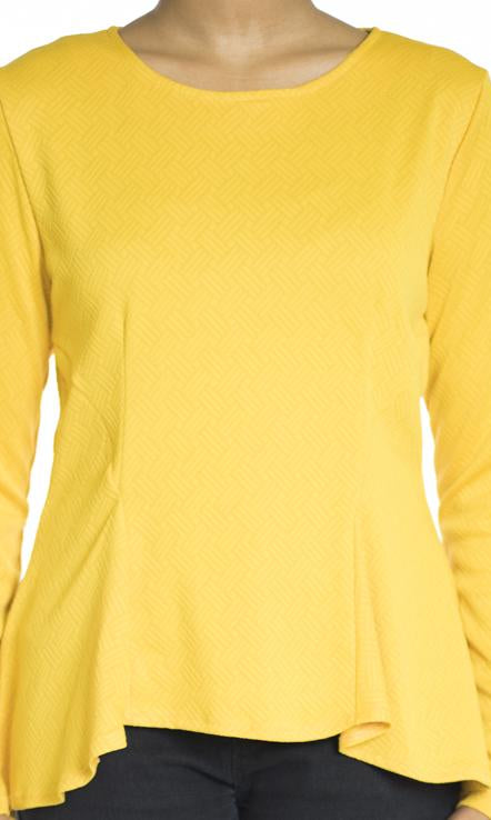 Mustard Hi-low Peplum Top Kabayare