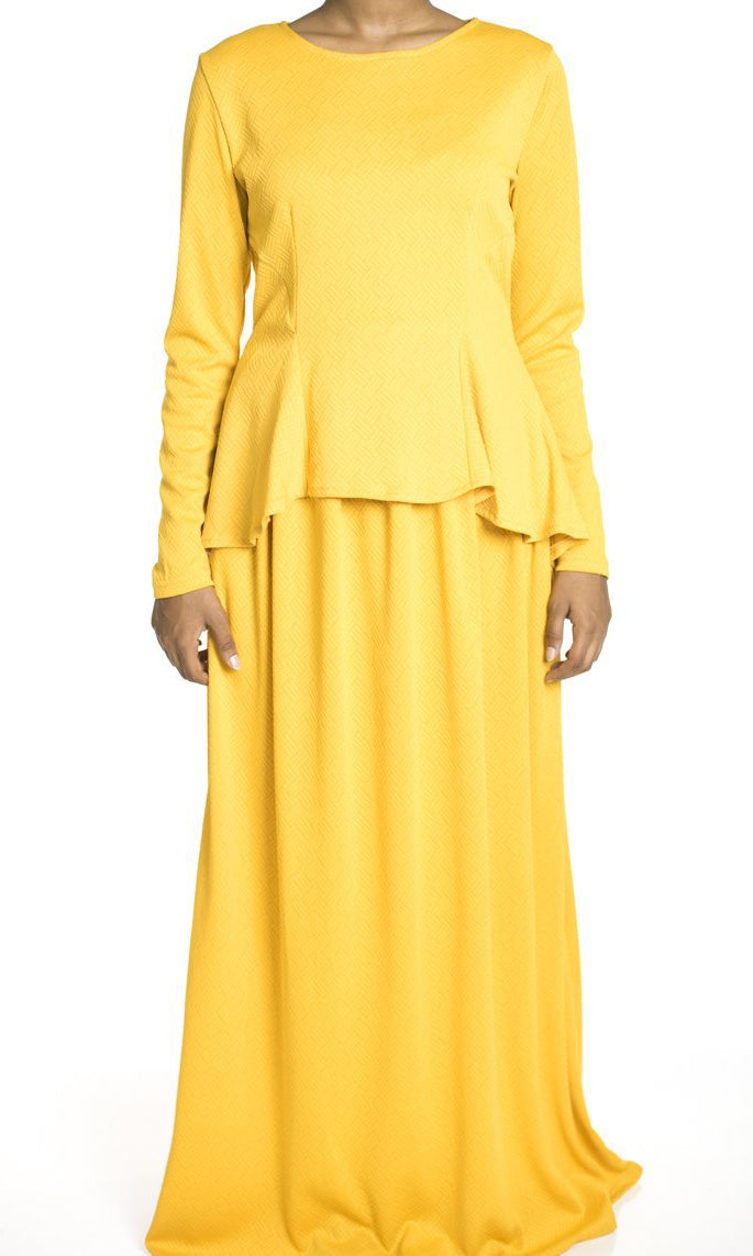 Mustard Hi-low Peplum Top Kabayare