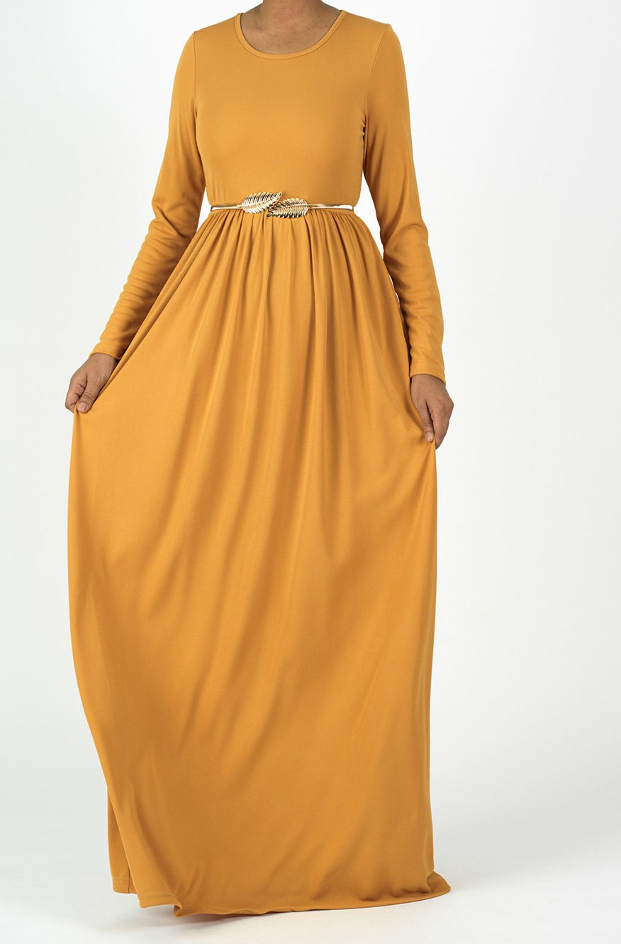 Mustard Milk Silk Maxi Dress Kabayare