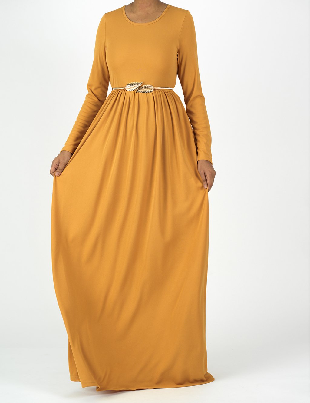 Mustard Milk Silk Maxi Dress Kabayare
