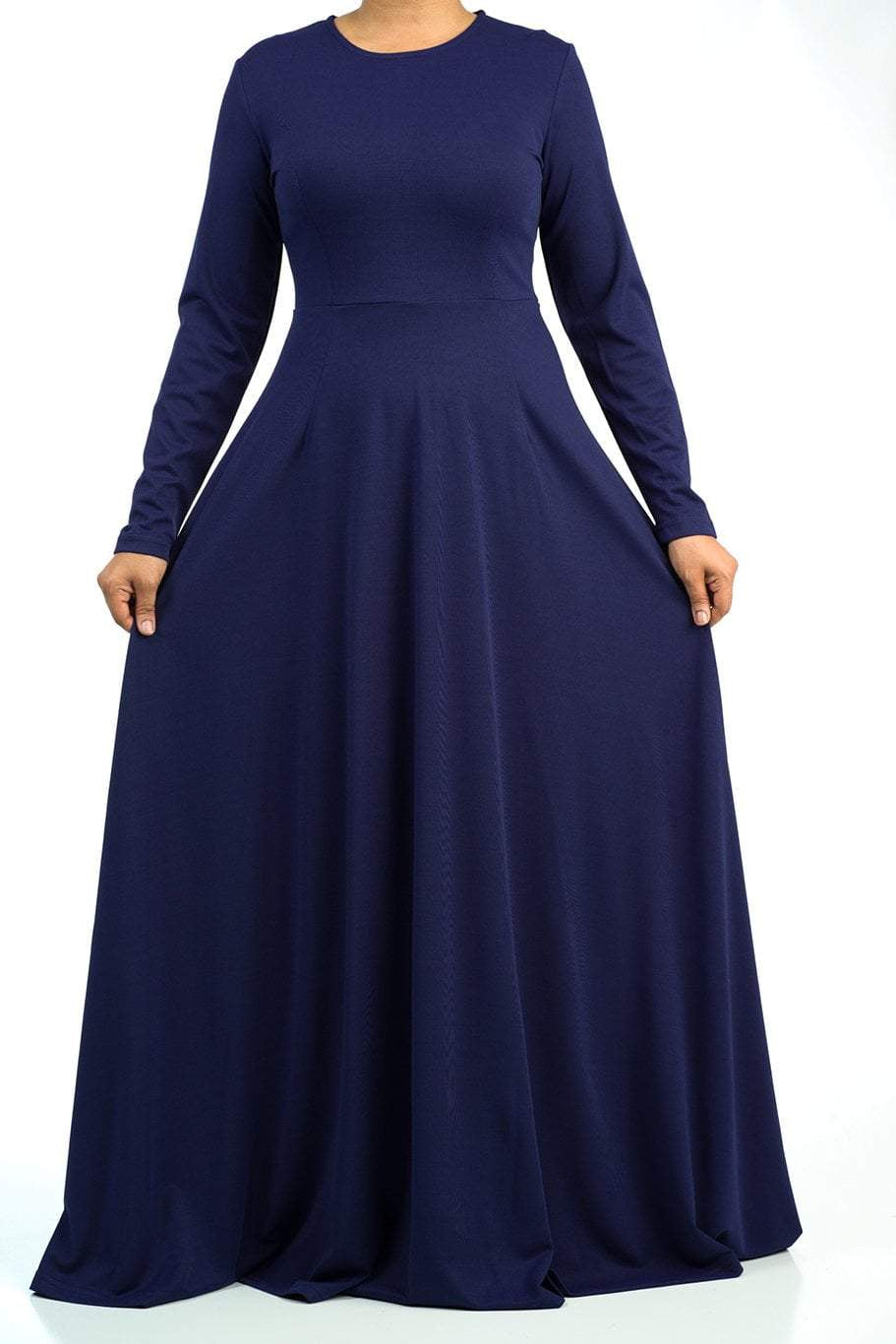 Navy A-line Modest Maxi dress Kabayare