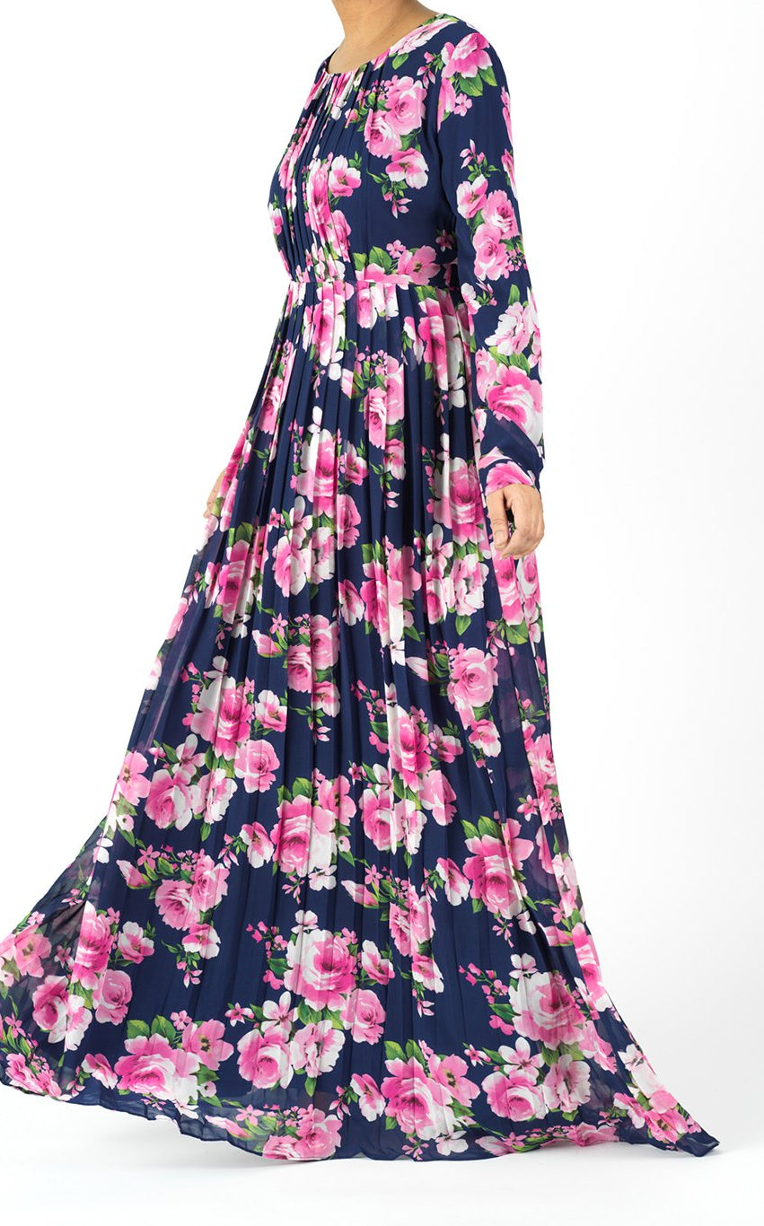 Navy Amani Floral Maxi dress Kabayare