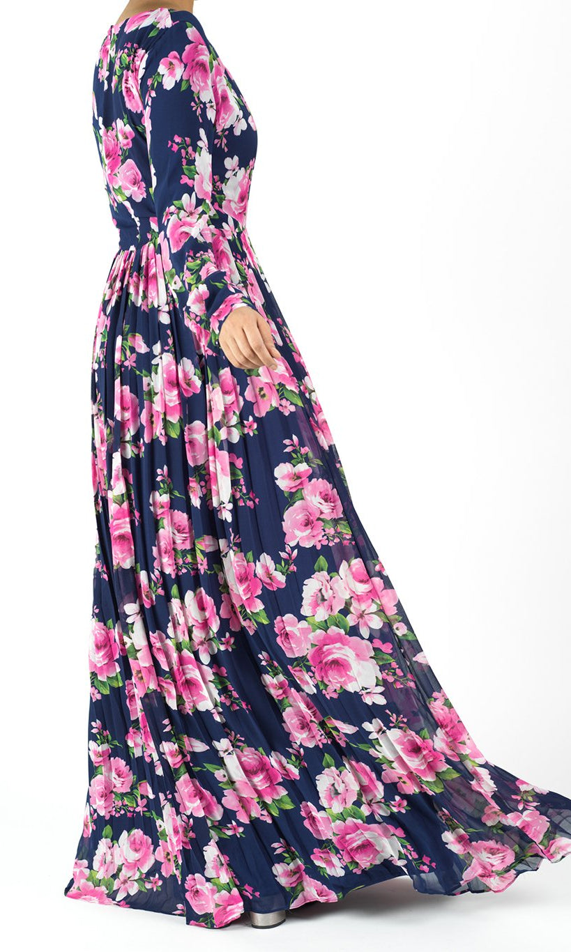 Navy Amani Floral Maxi dress Kabayare