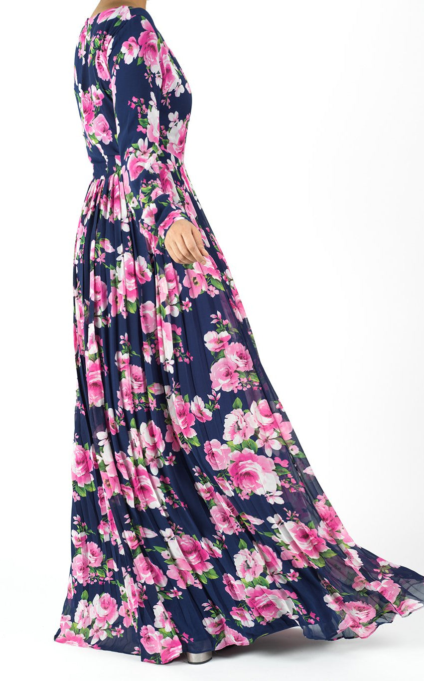 Navy Amani Floral Maxi dress Kabayare