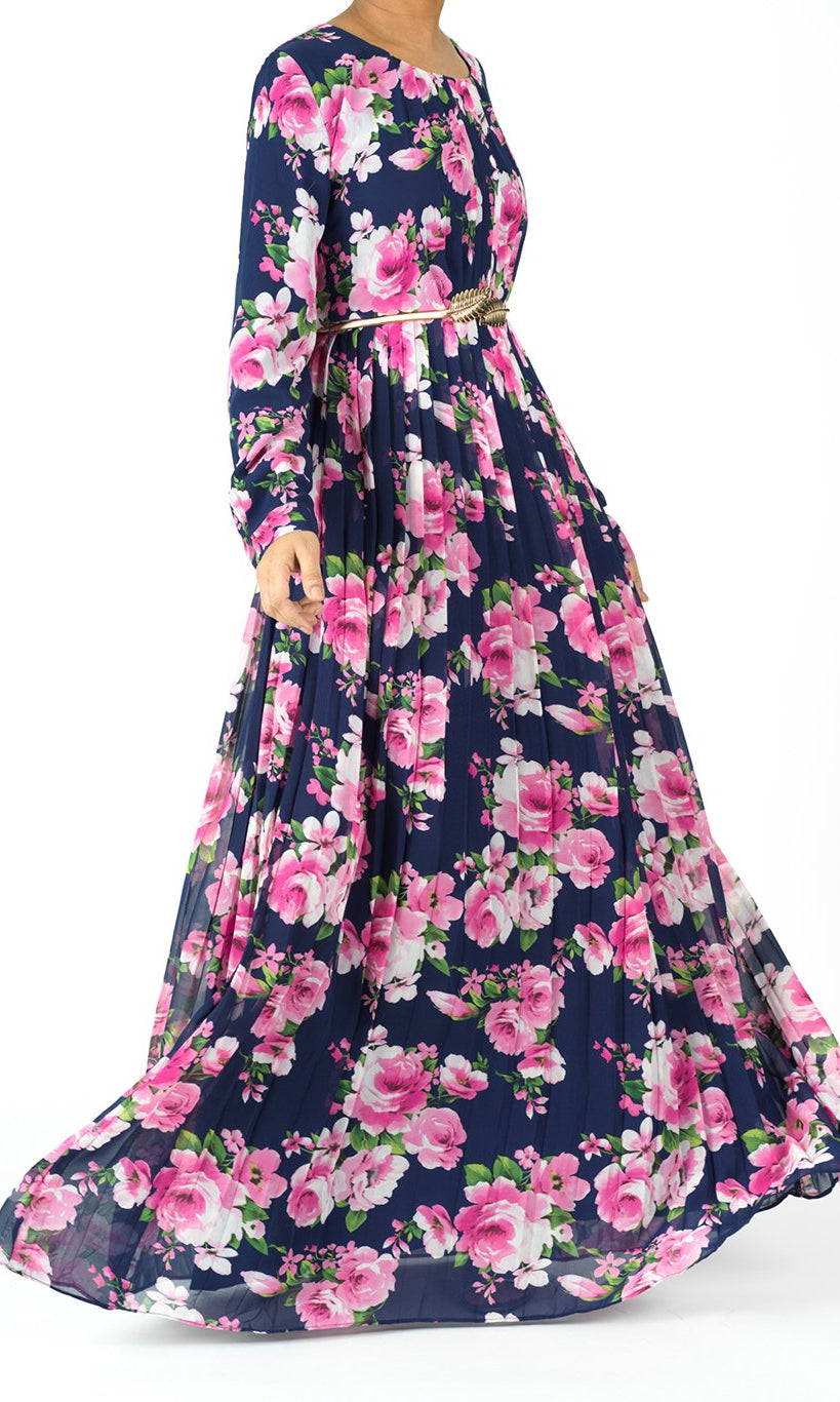 Navy Amani Floral Maxi dress Kabayare