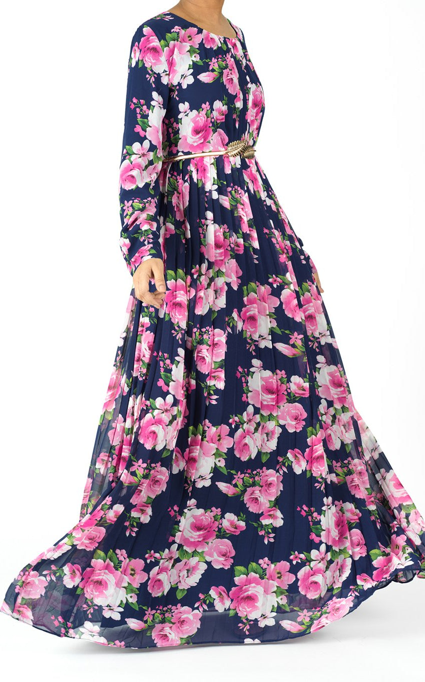 Navy Amani Floral Maxi dress Kabayare