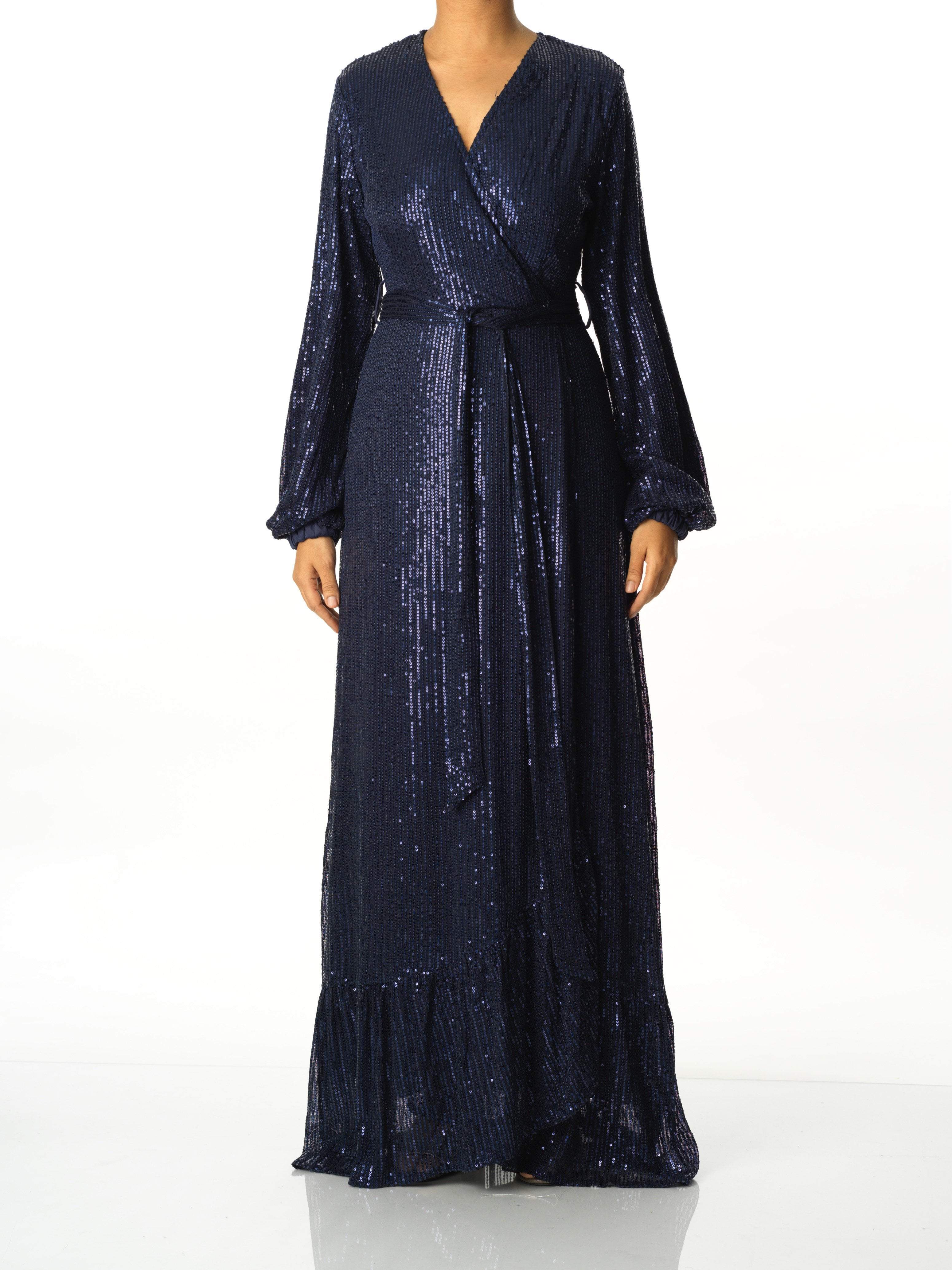 Navy Bella sequin wrapped maxi dress Kabayare
