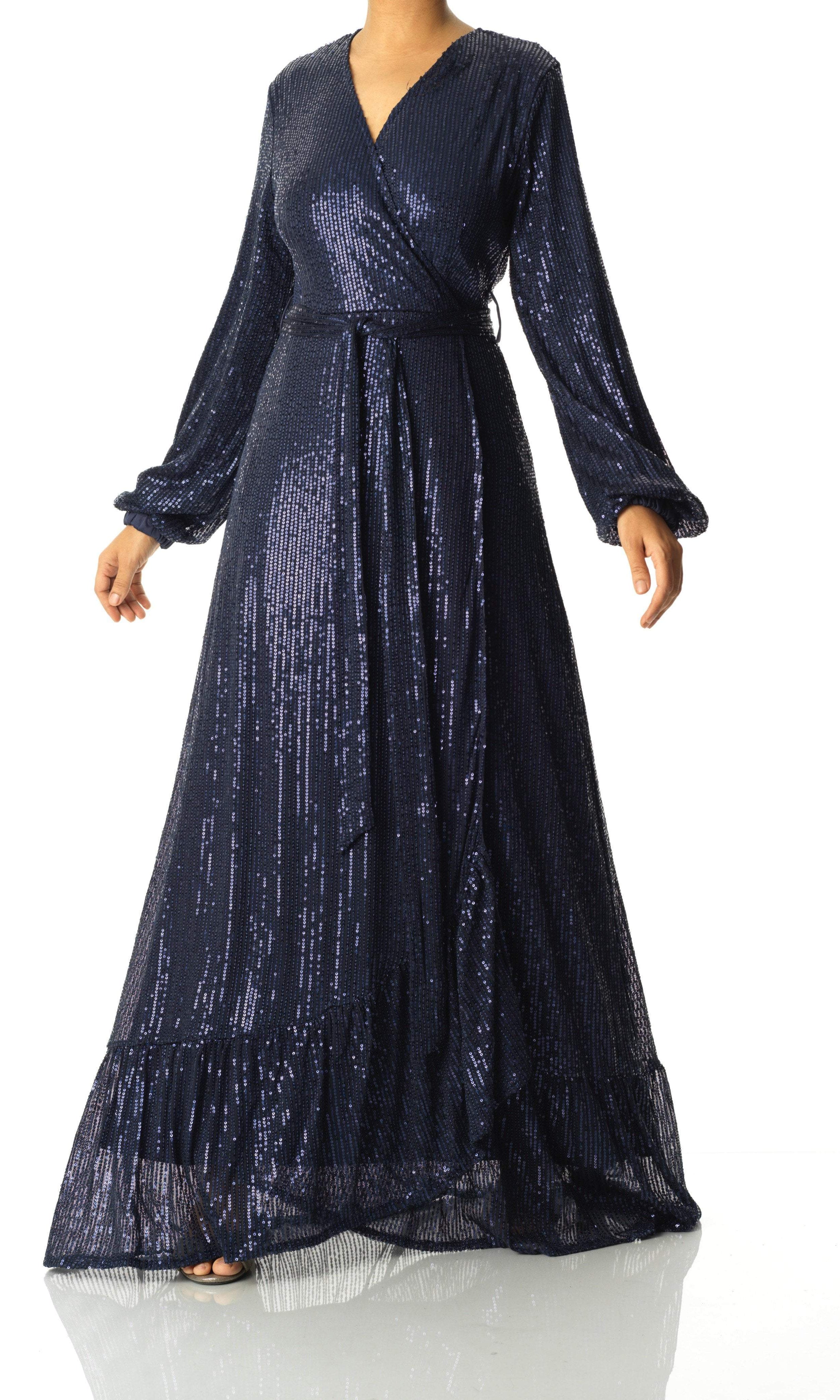 Navy Bella sequin wrapped maxi dress Kabayare