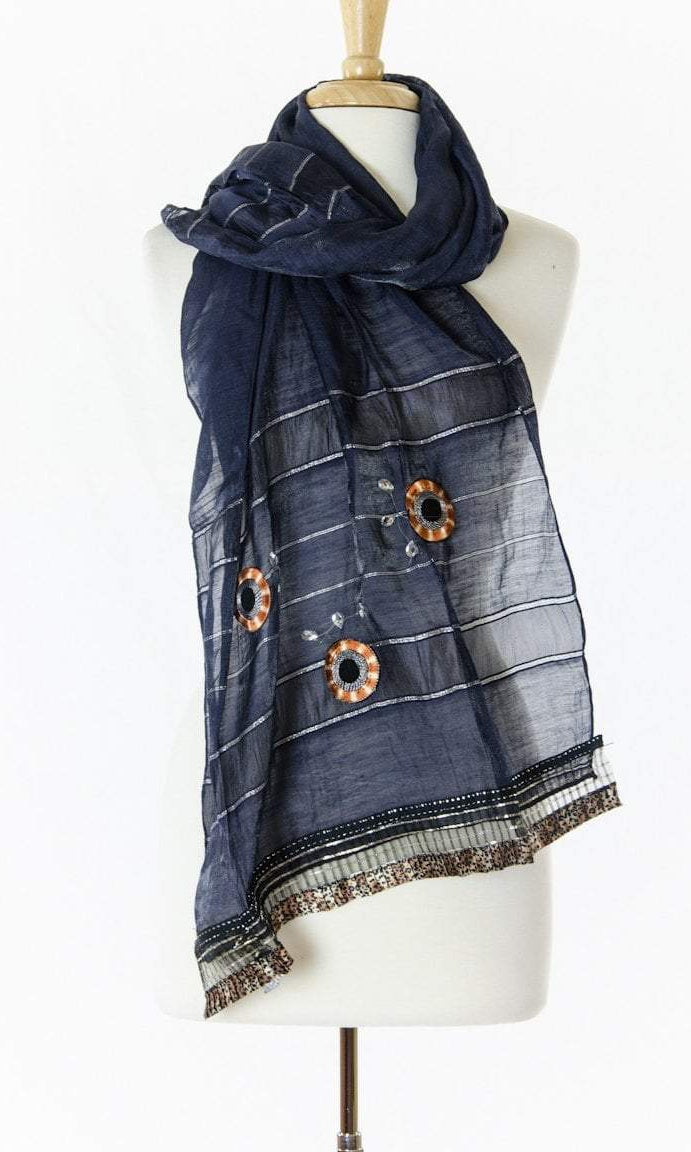 Navy Blue Tribal Scarf Kabayare