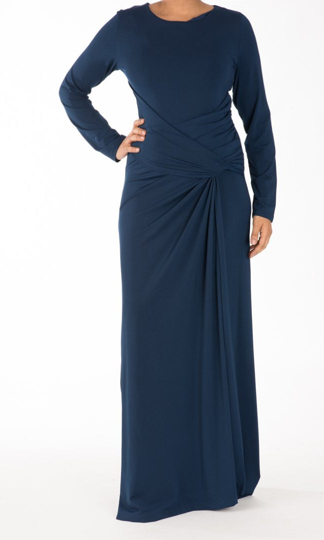 Navy Drapes Maxi Dress Kabayare
