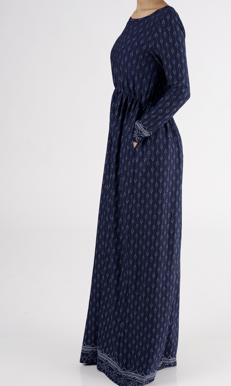 Navy Drops Textured Print Dress Kabayare