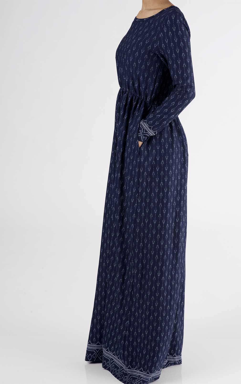Navy Drops Textured Print Dress Kabayare