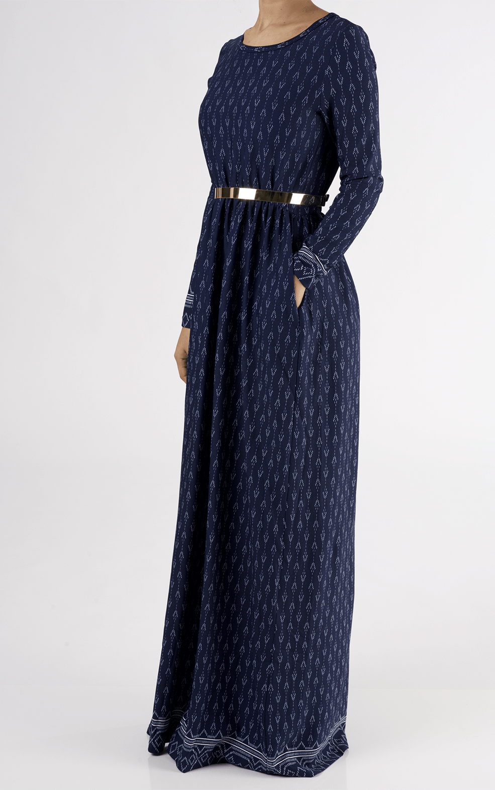 Navy Drops Textured Print Dress Kabayare
