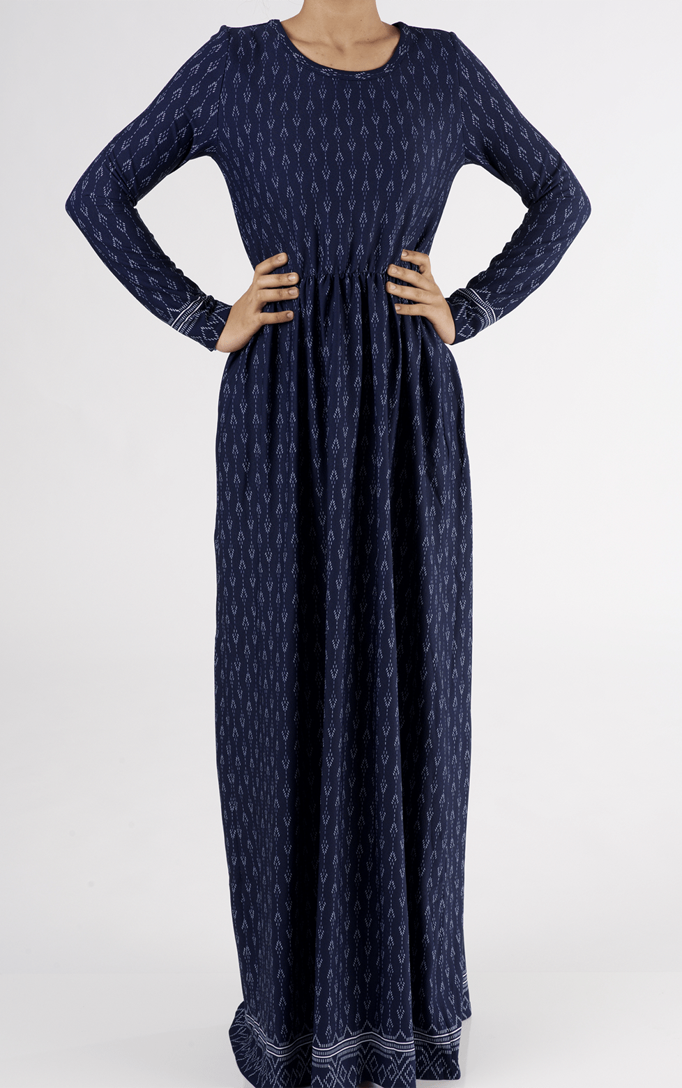Navy Drops Textured Print Dress Kabayare