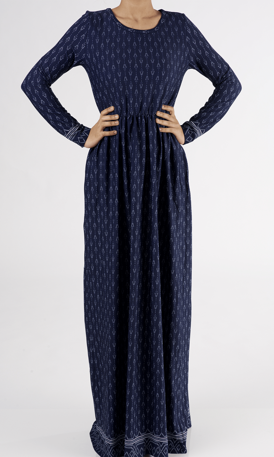 Navy Drops Textured Print Dress Kabayare