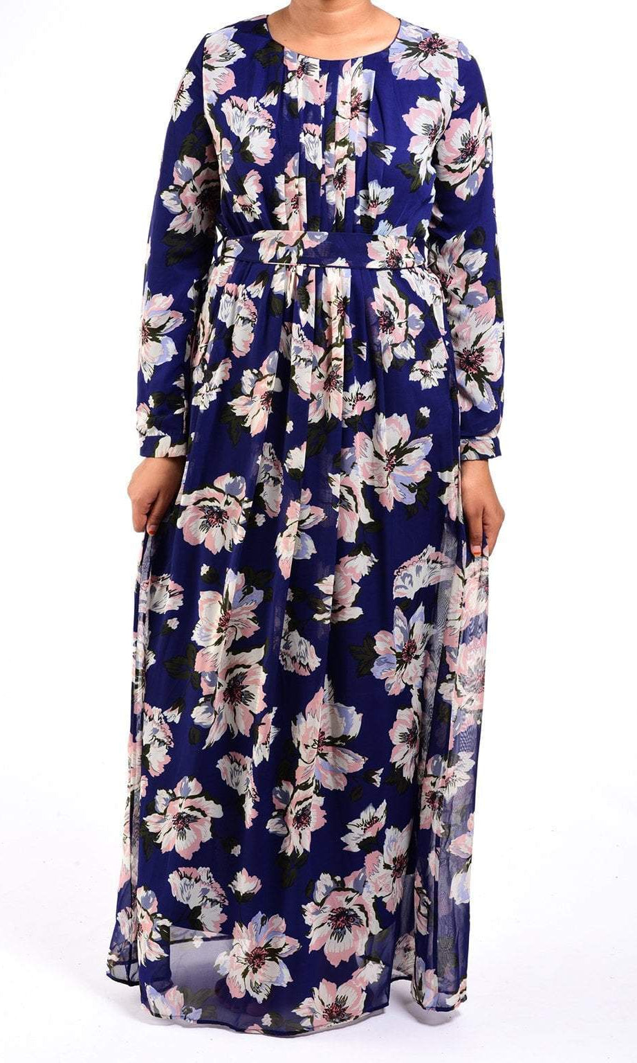 Navy FLORAL CHIFFON dress Kabayare