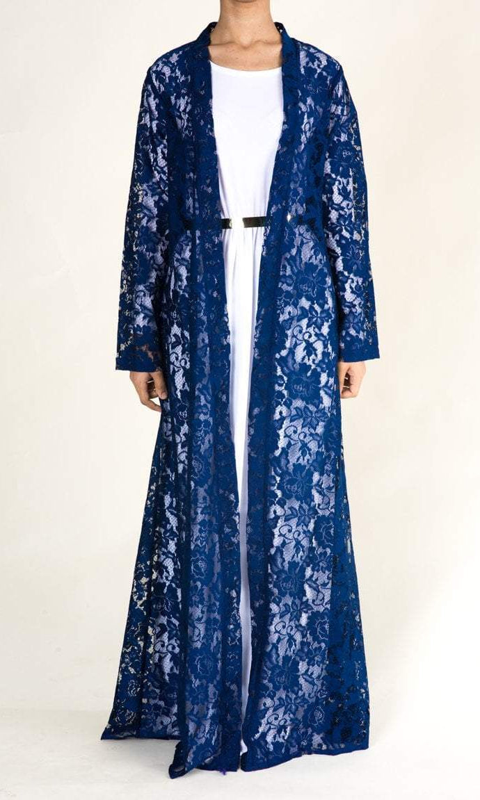 Navy Lace Maxi Cardigan Kabayare