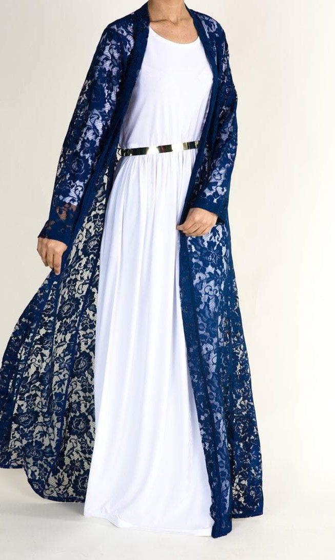 Navy Lace Maxi Cardigan Kabayare