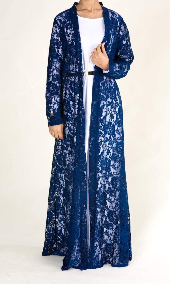 Navy Lace Maxi Cardigan Kabayare