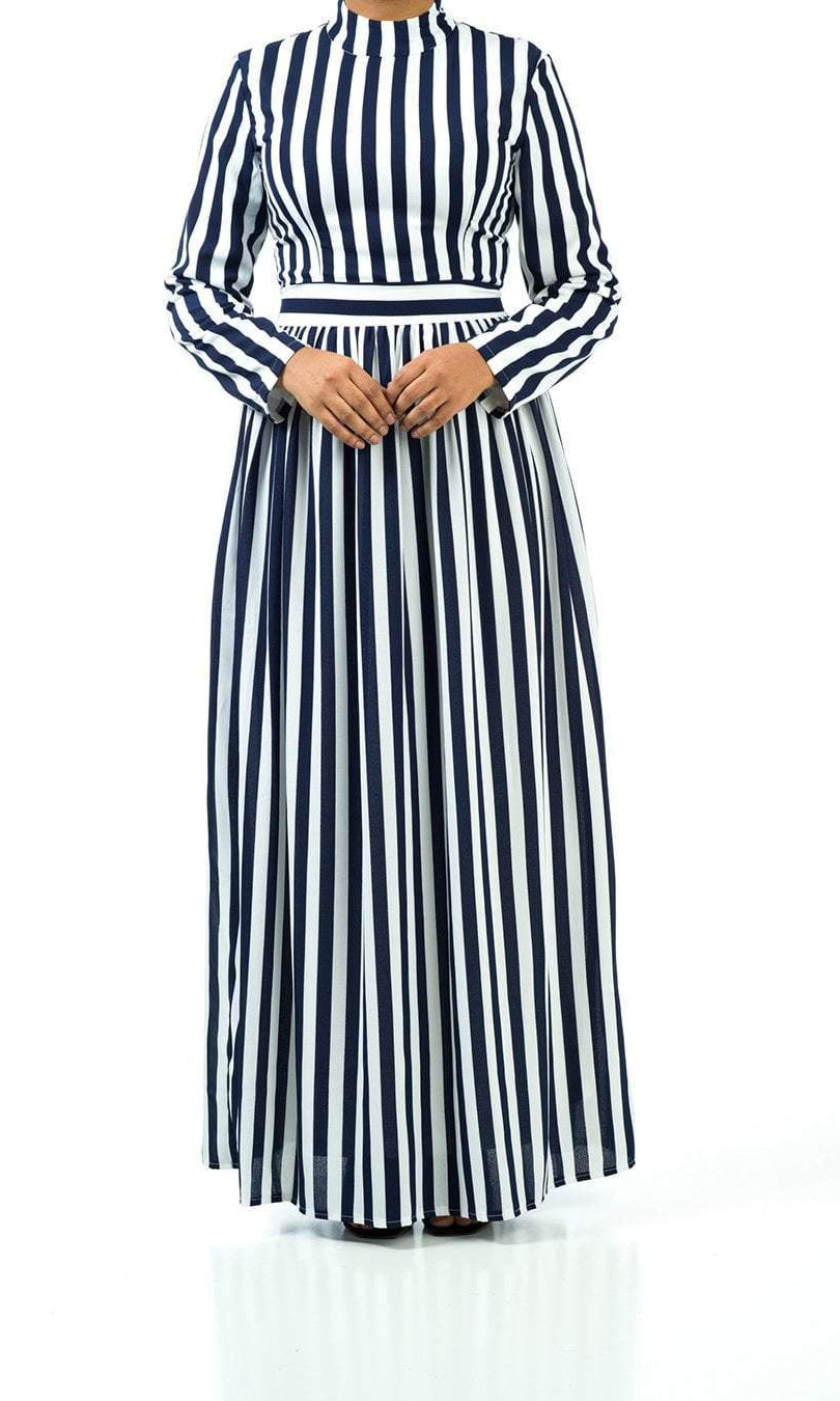 Navy long sleeve Striped maxi dress Kabayare