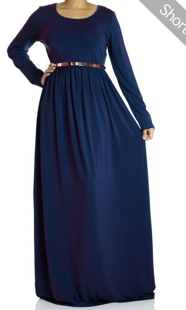 Navy Milk Silk Maxi Dress - Short Kabayare