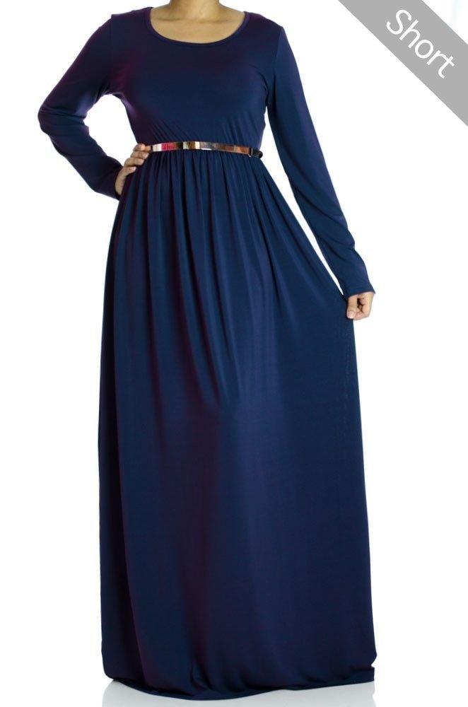 Navy Milk Silk Maxi Dress - Short Kabayare