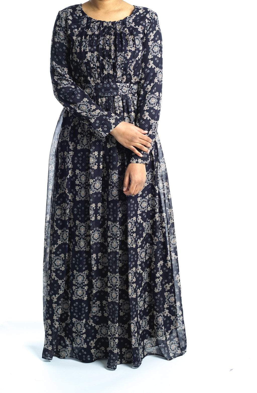 Navy Moroccan print Maxi dress Kabayare