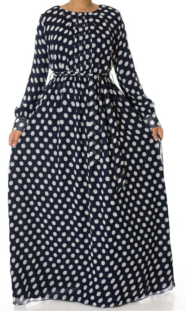 Navy Polka dot maxi dress Kabayare