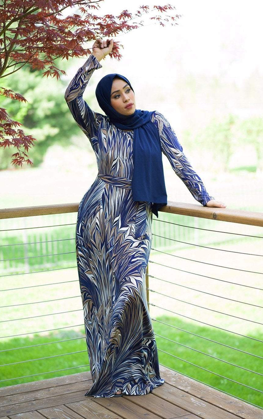 Navy Tamara Maxi Print Dress Kabayare