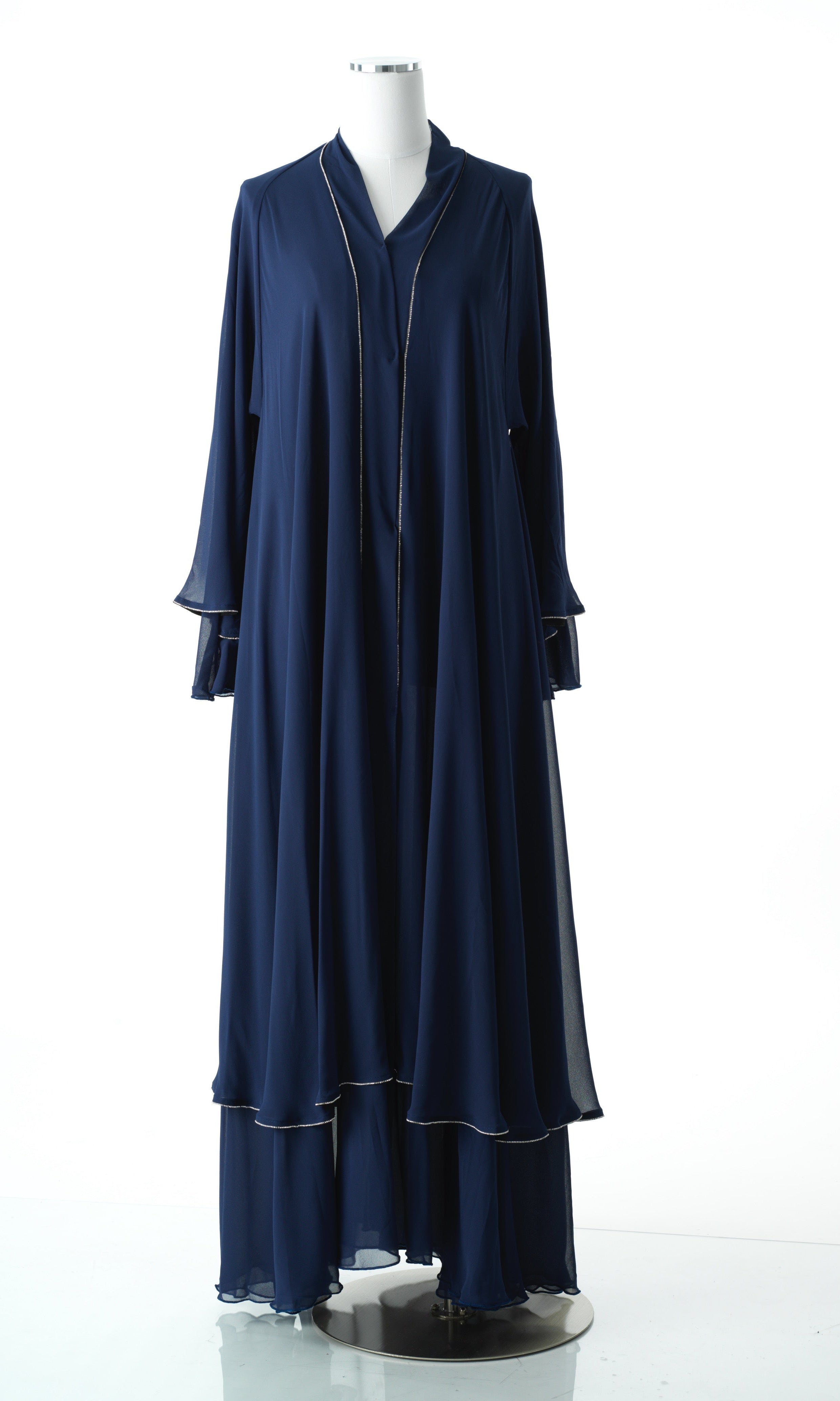 Navy tiered chiffon abaya Kabayare