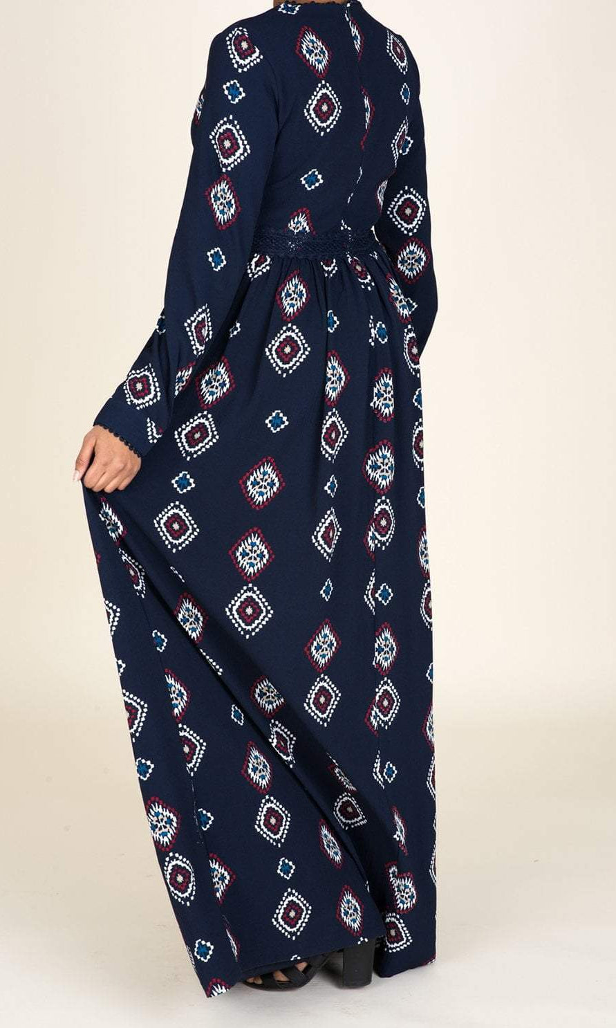 Navy Tribal Print Maxi Dress Kabayare
