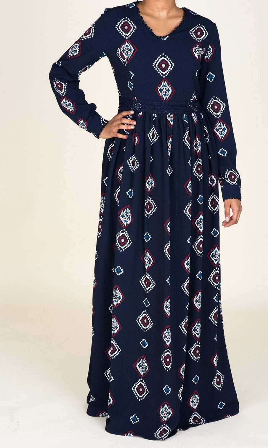 Navy Tribal Print Maxi Dress Kabayare