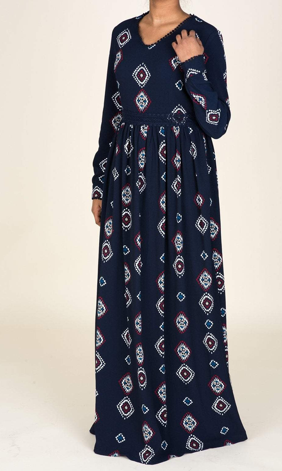 Navy Tribal Print Maxi Dress Kabayare