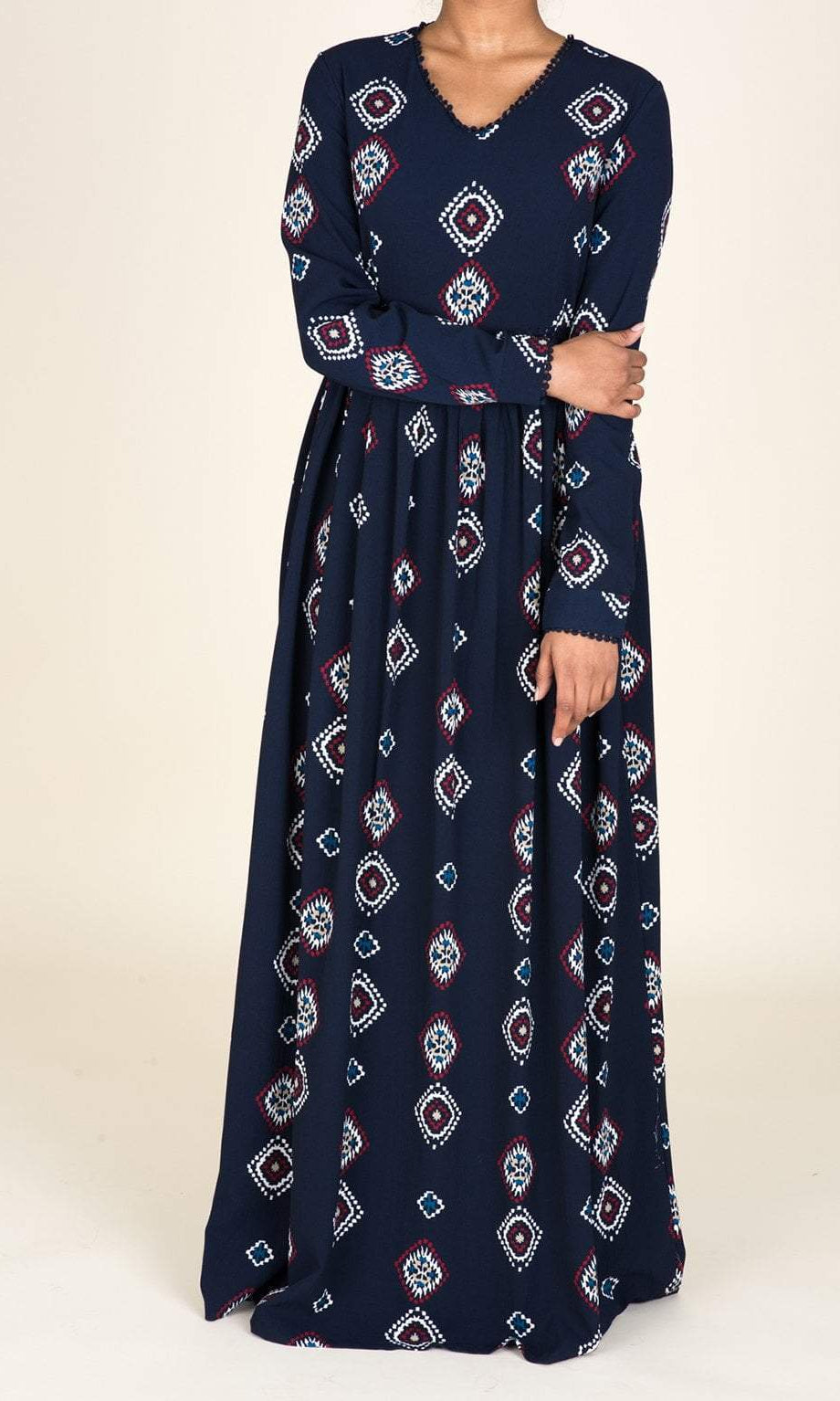 Navy Tribal Print Maxi Dress Kabayare