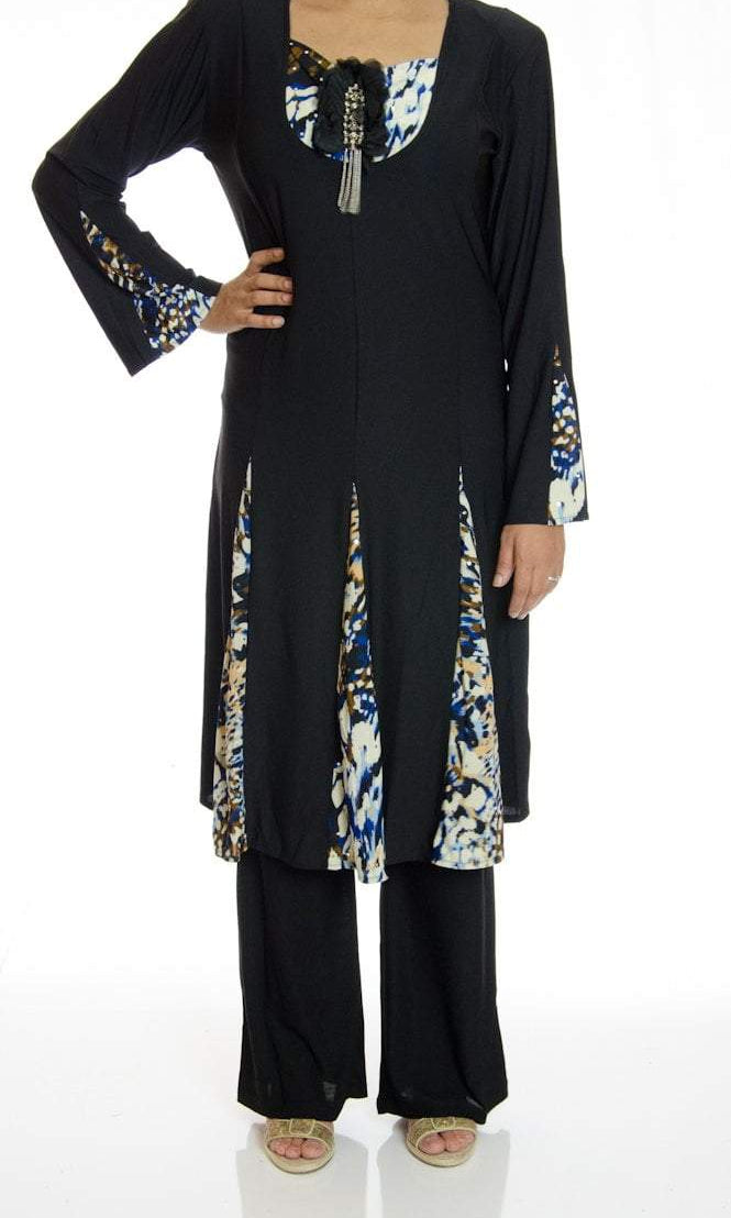 Navy Tunic with Pants Set Kabayare