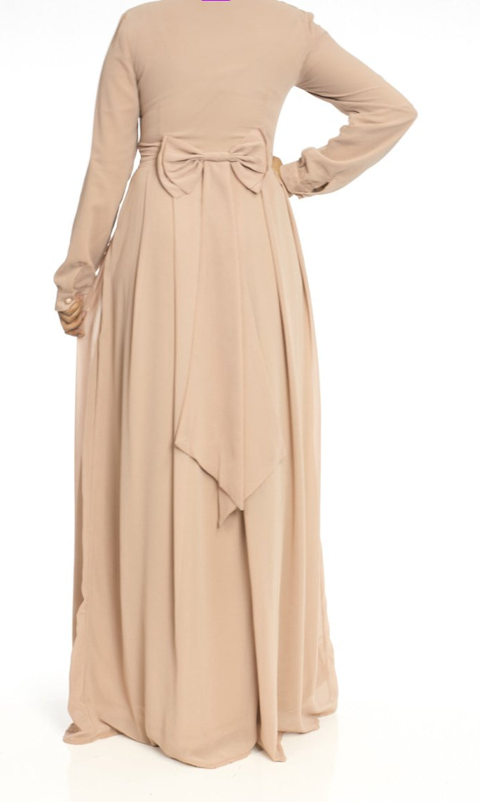 Nude Classy Bow-tie dress Kabayare
