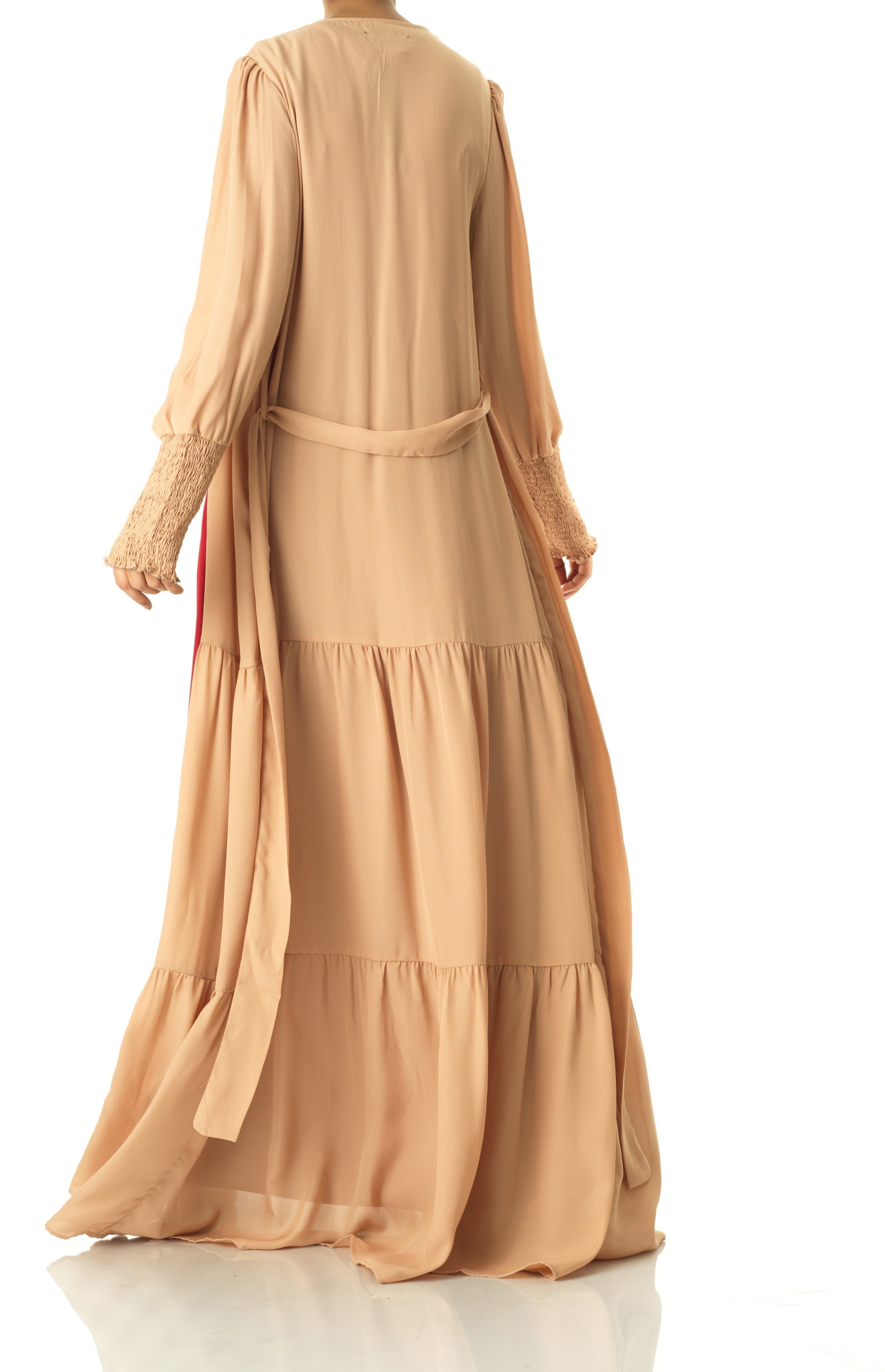 Nude Tiered chiffon maxi cardigan Kabayare