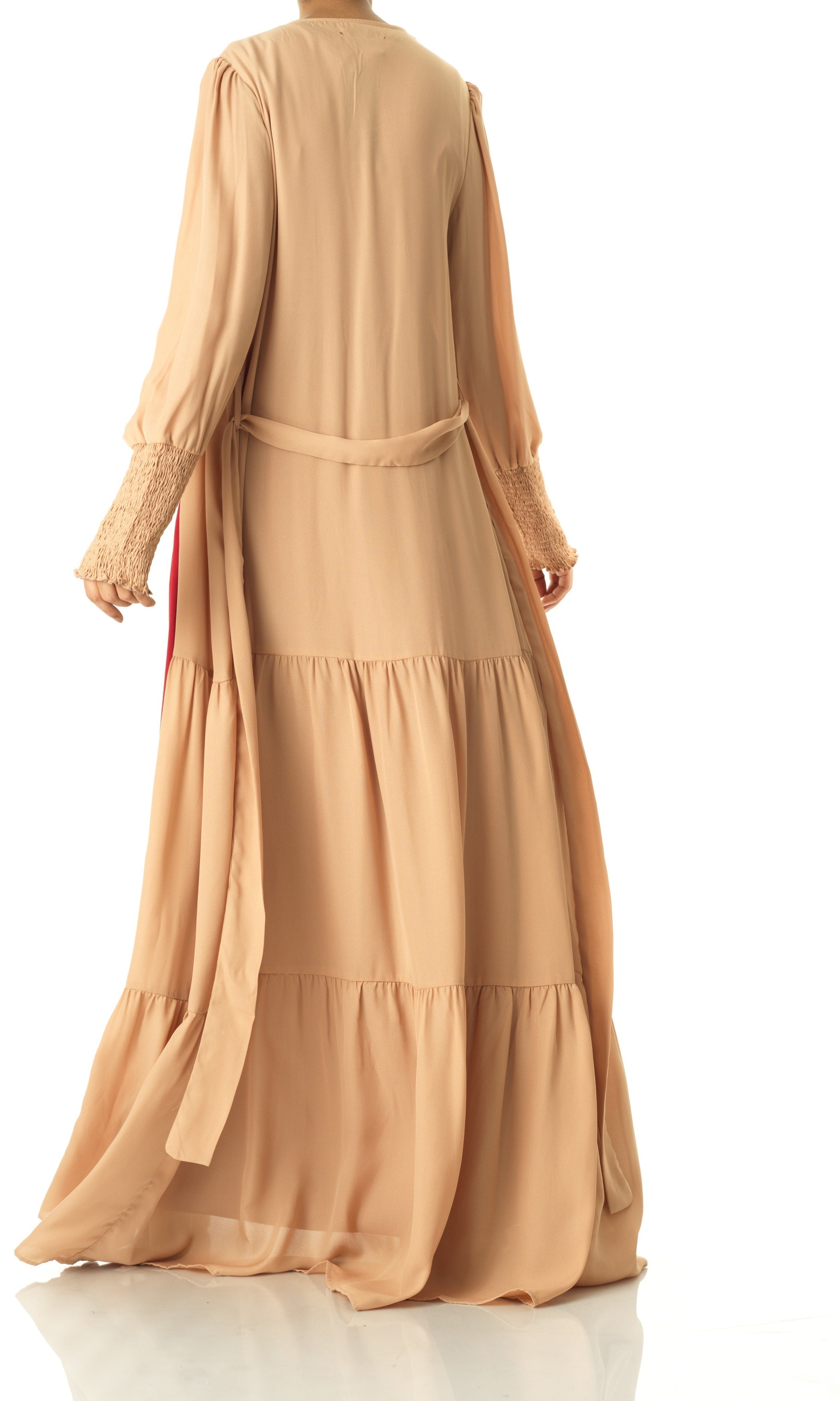 Nude Tiered chiffon maxi cardigan Kabayare