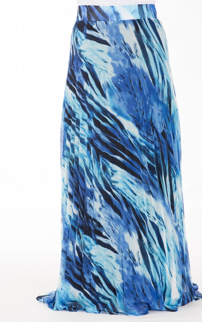 ocean Blue chiffon Maxi Skirt Kabayare