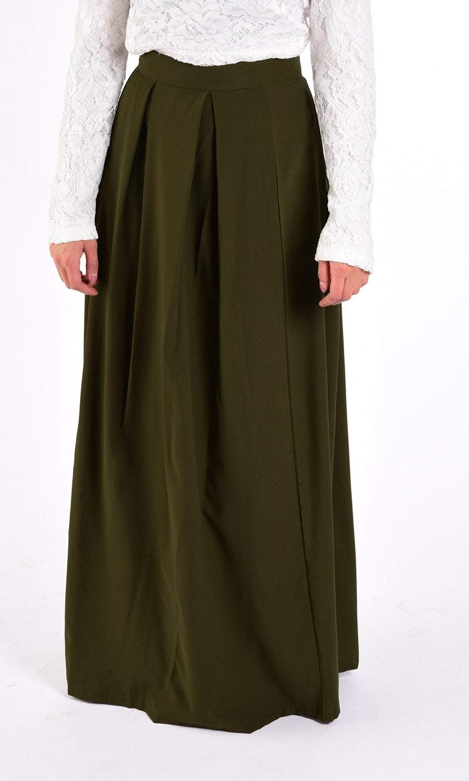 Olive Flare Maxi Skirt Kabayare