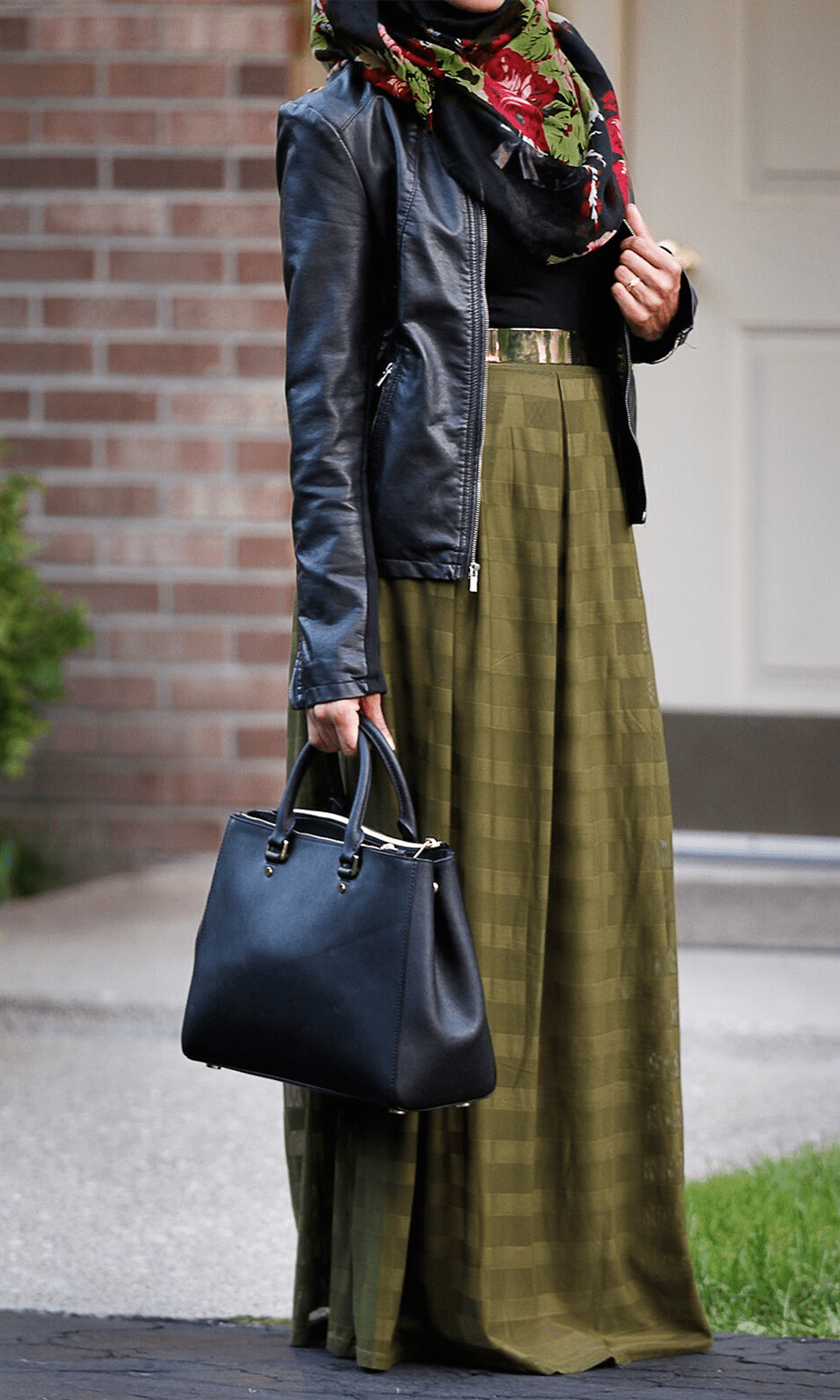 Olive Mesh Maxi Skirt Kabayare