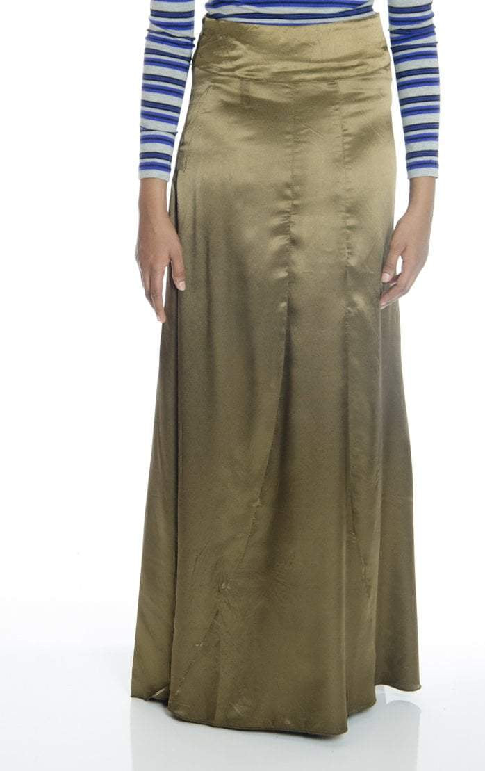 Olive Satin Silk Skirt Kabayare