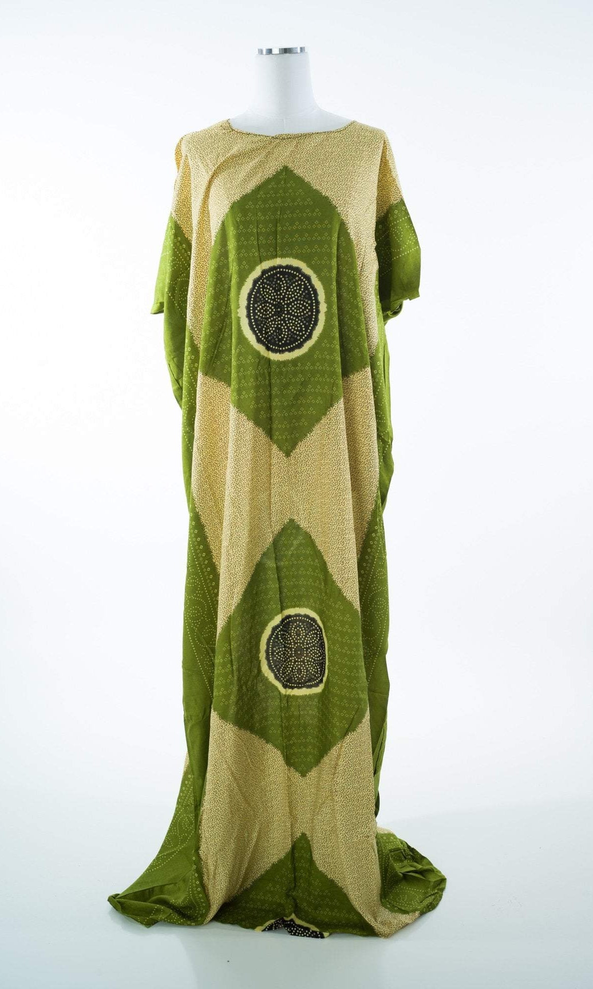 Olive traditional print bati dress Kabayare