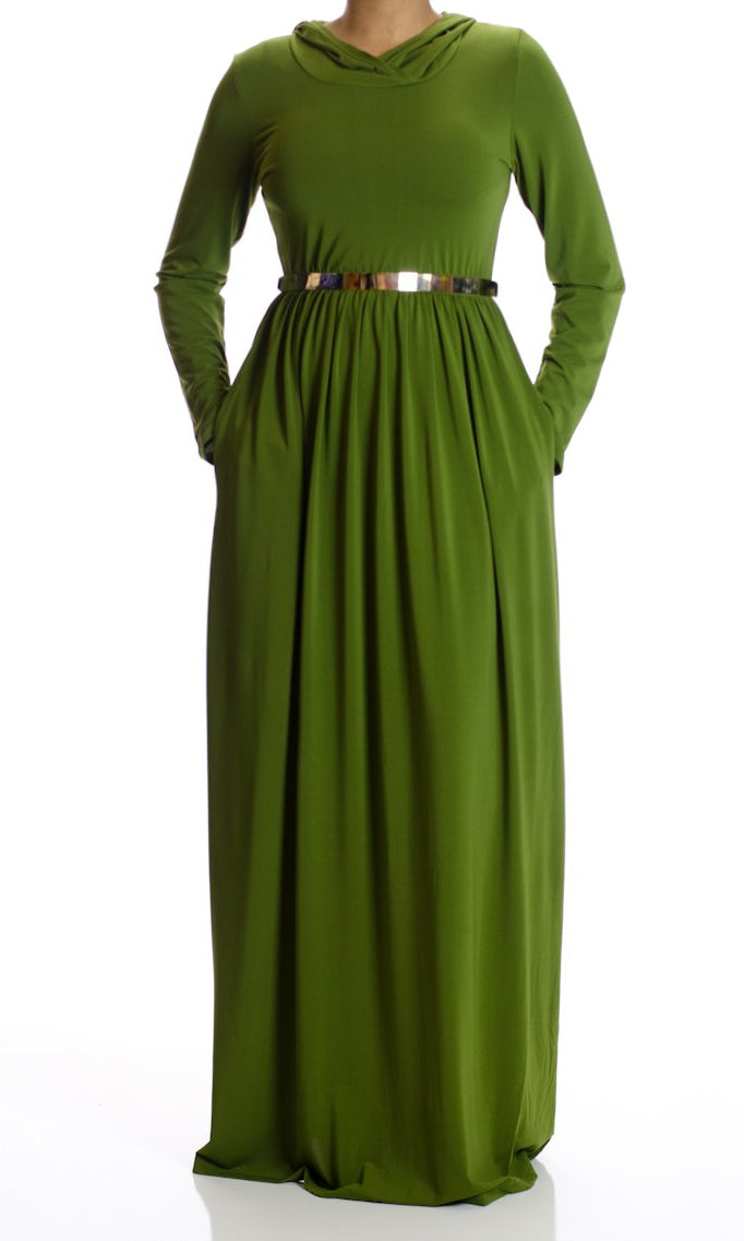 Olive Urban Hooded Maxi Dress Kabayare