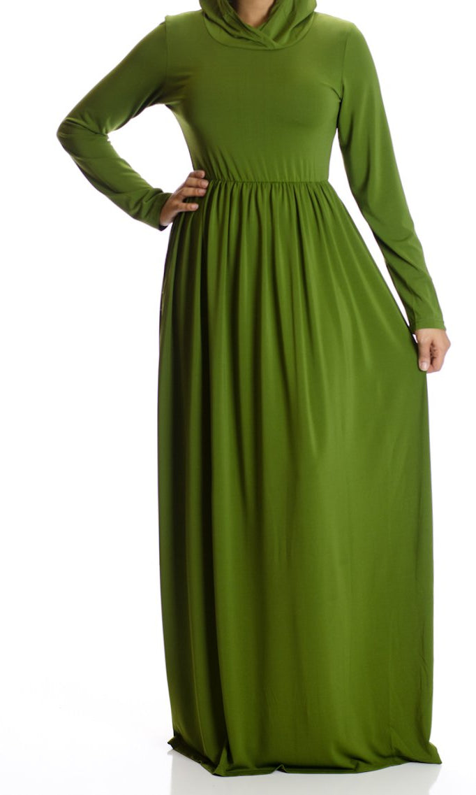 Olive Urban Hooded Maxi Dress Kabayare