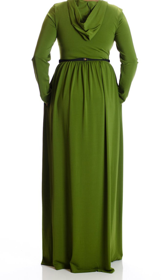 Olive Urban Hooded Maxi Dress Kabayare